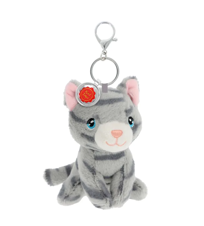 12cm Keeleco Kitty Love Bag Charm Grey Cat