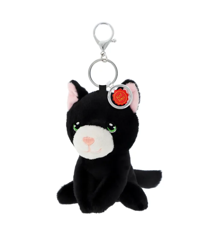 12cm Keeleco Kitty Love Bag Charm Black Cat