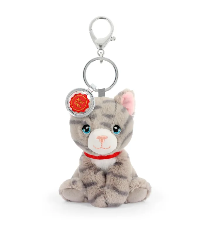 12cm Keeleco Bag Charm Grey Cat