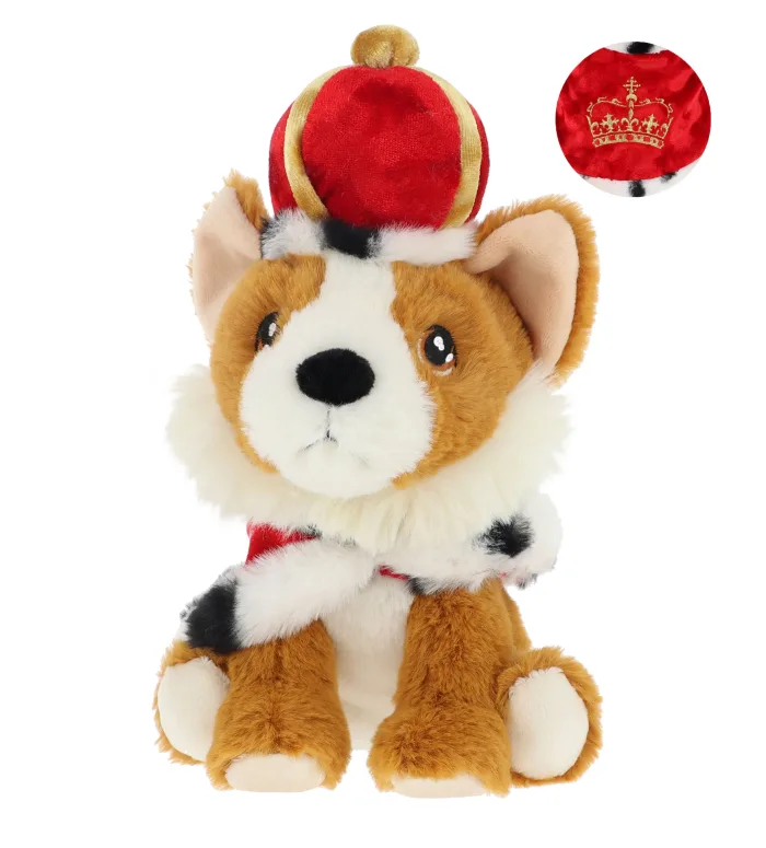 15cm Keeleco Sitting Corgi with Cape and Crown
