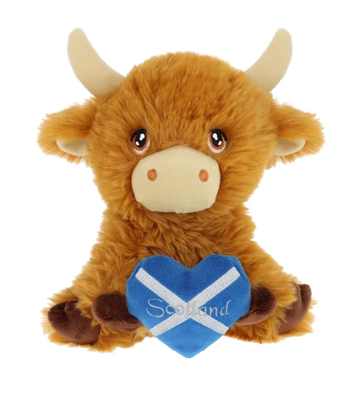 18cm Keeleco Highland Cow with Scotland Heart